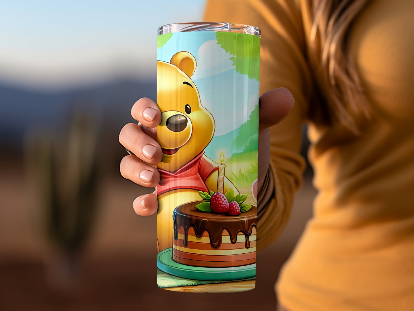 Winnie-the-Pooh Piglet Birthday Cake Woodland Background Tumblers