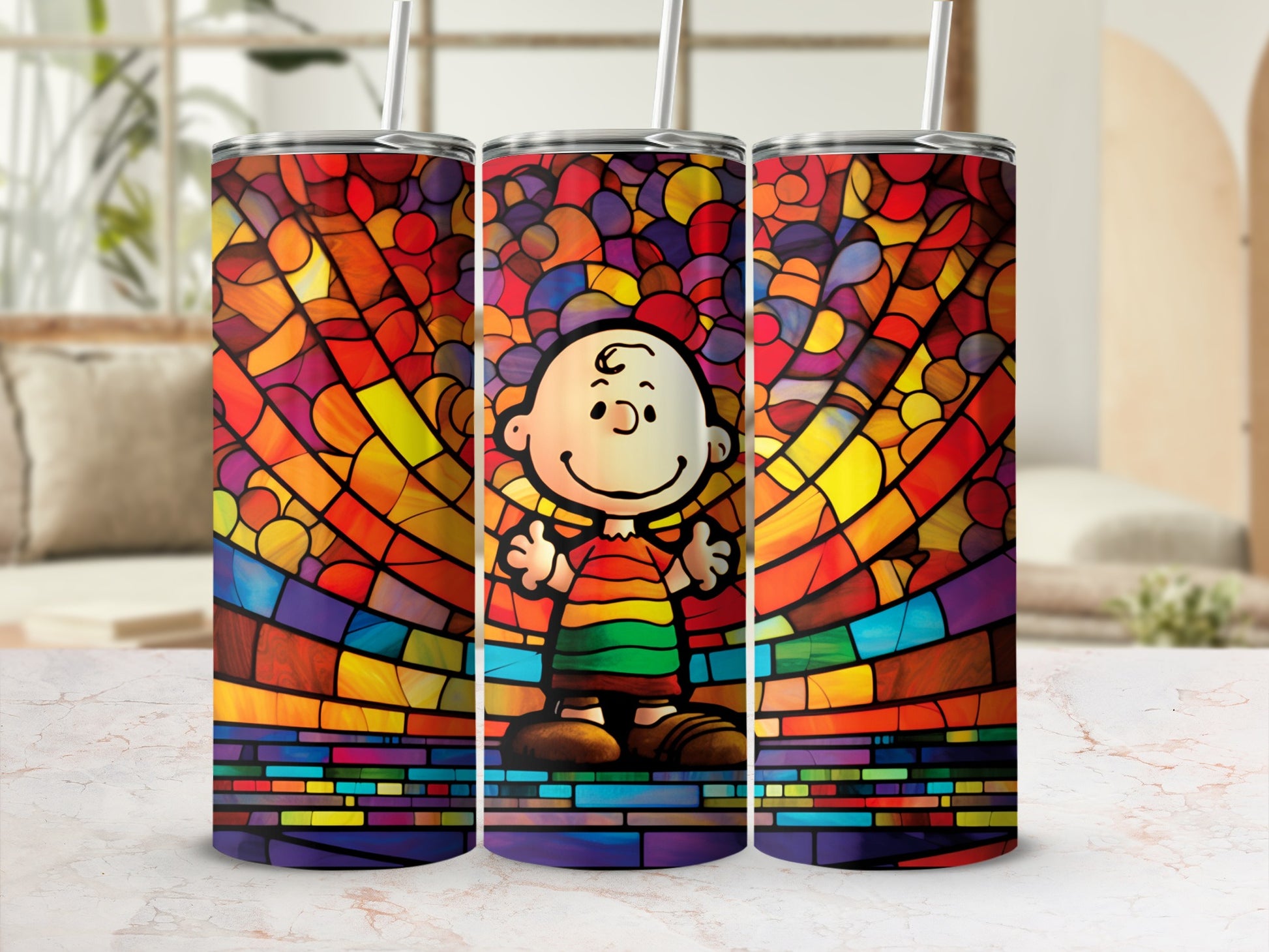 Stained Glass Cartoon Character Design Tumbler Product