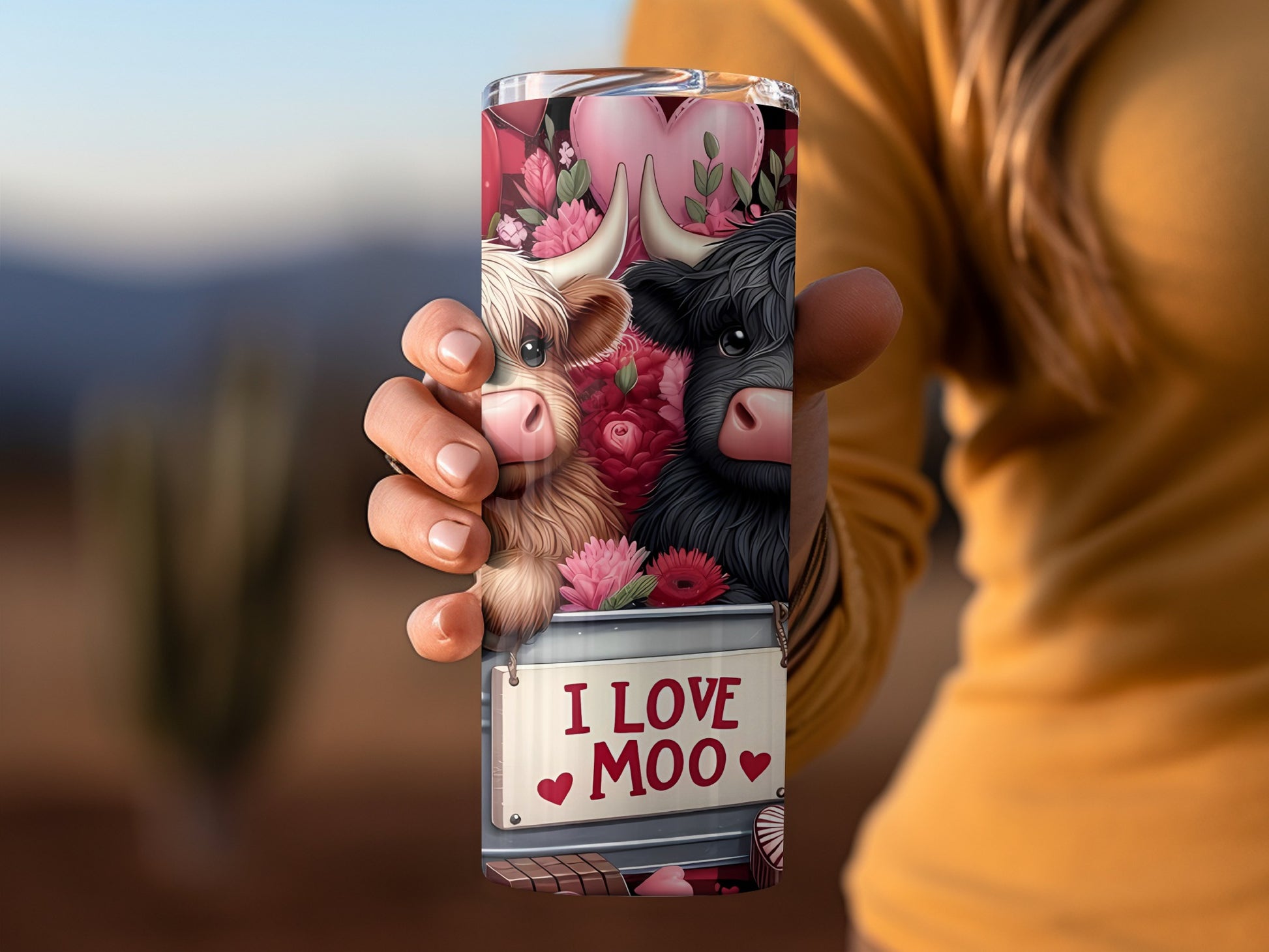 I Love Moo Cute Cartoon Cow Art Insulated Tumbler Cup
