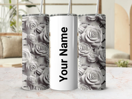 Personalized Floral Print Custom Name Tumbler Cup