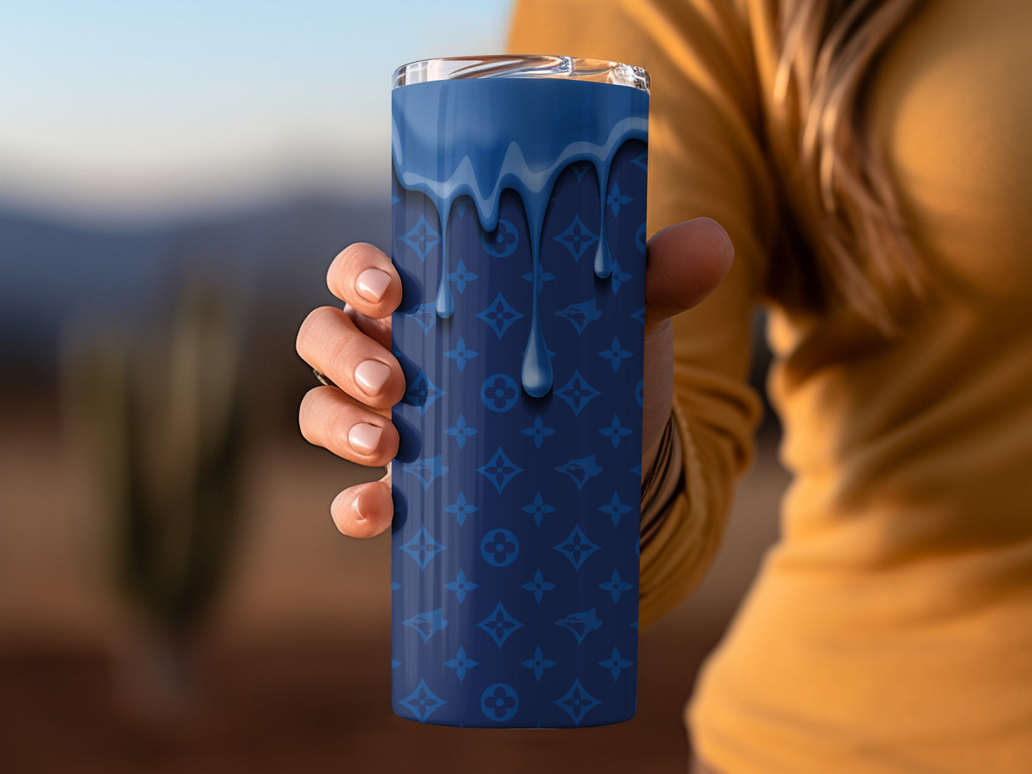 Royal Blue Pattern with Dripping Paint Graphics Tumblers