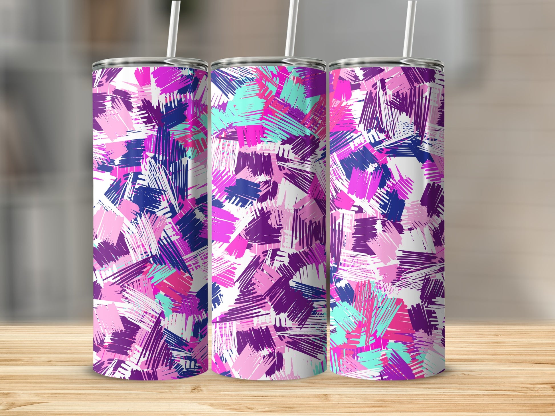 Colorful Abstract Design Stainless Steel Tumbler