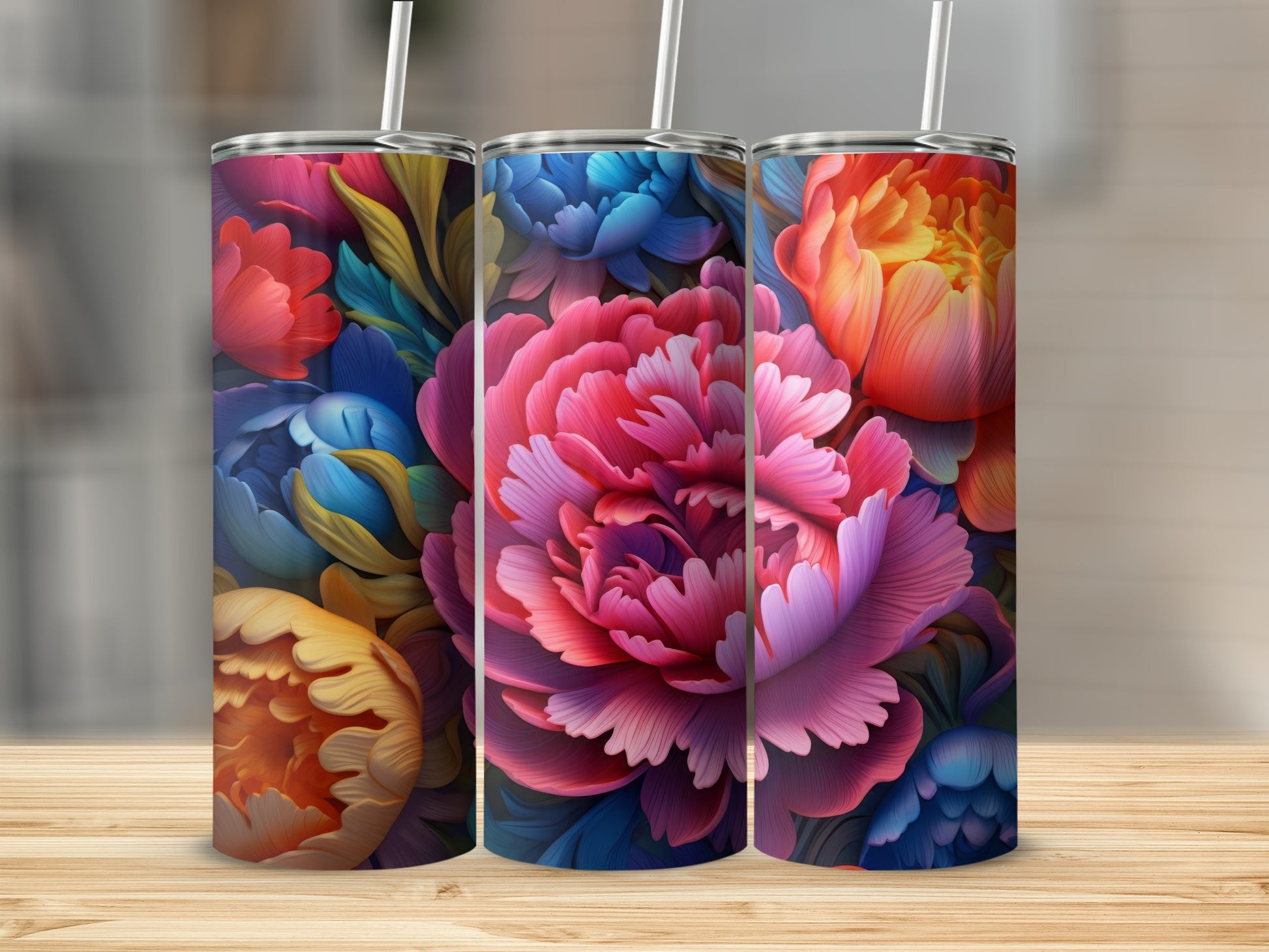 Colorful Floral Insulated Travel Tumbler product