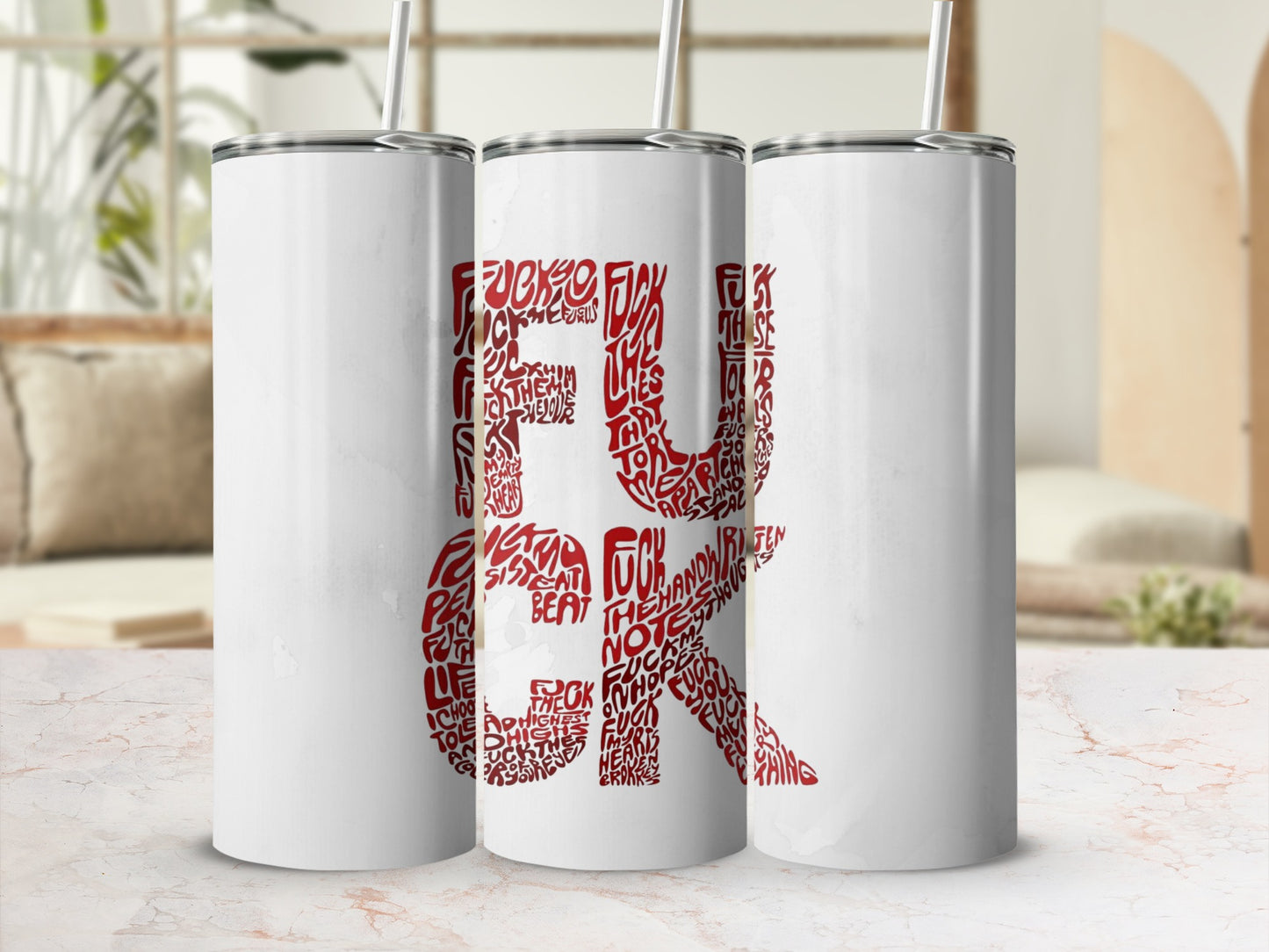 Unique Red and White Artistic Pattern Design Tumbler