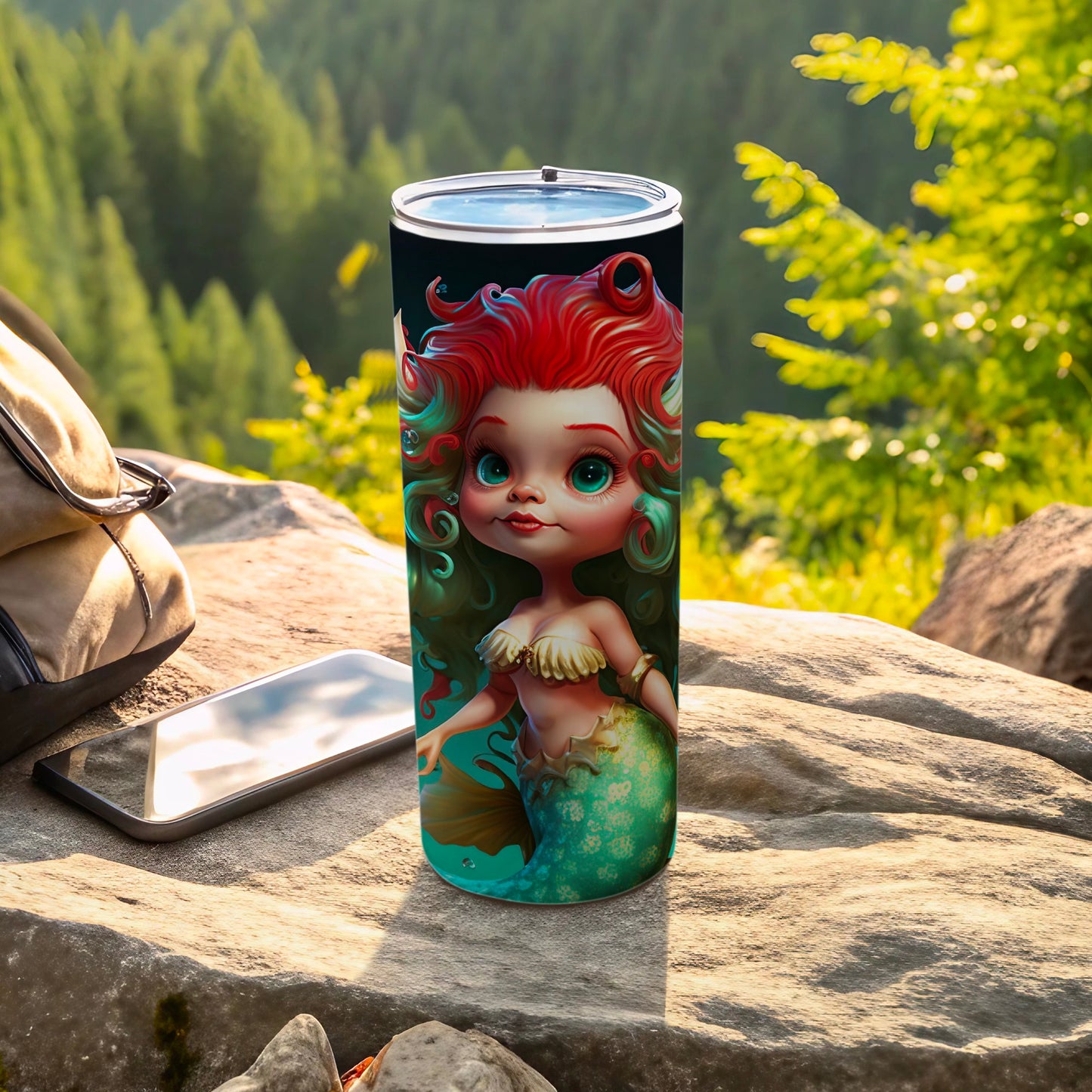 Aqua Themed Mermaid Design Insulated Travel Cup