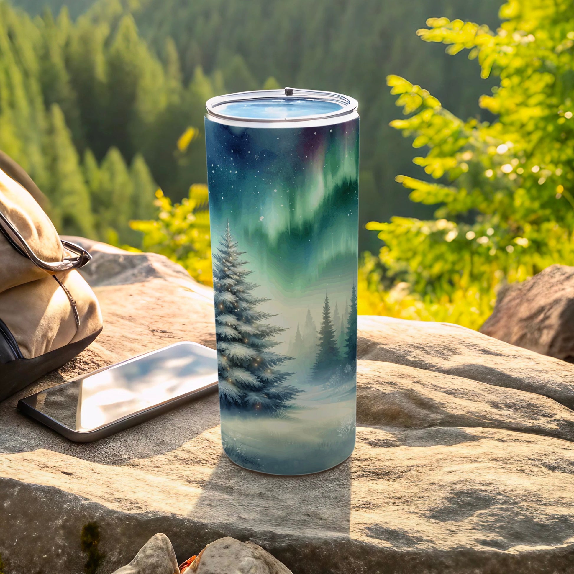 Northern Lights Winter Landscape Insulated Tumbler
