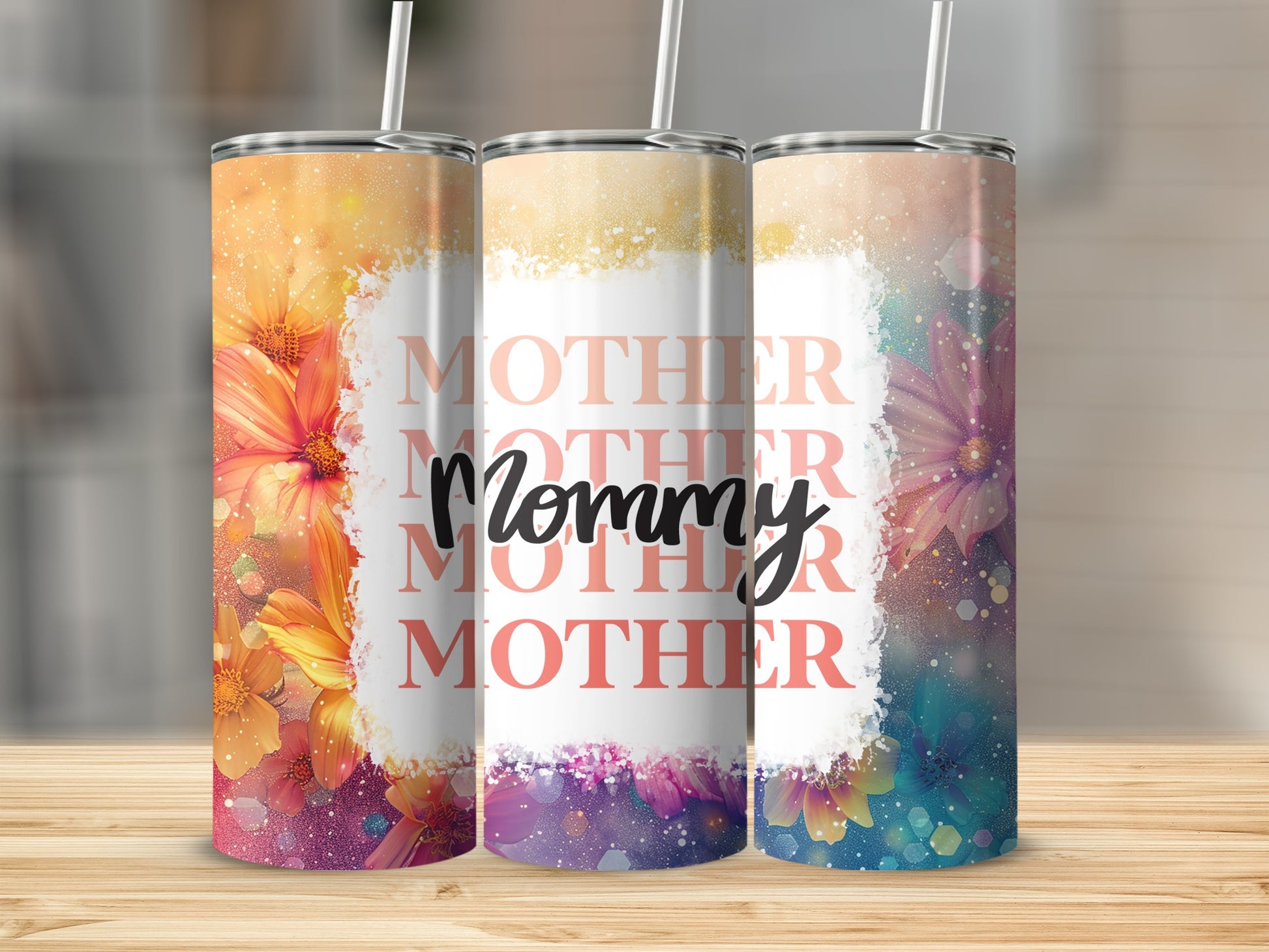 Floral Mother's Day Gradient Design Tumbler