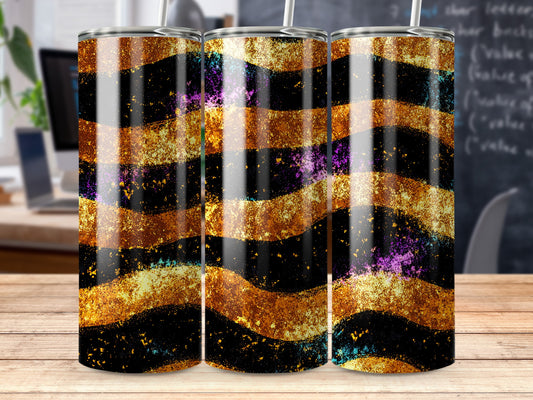 Glittery Wavy Stripes Tall Tumblers Set for Beverages