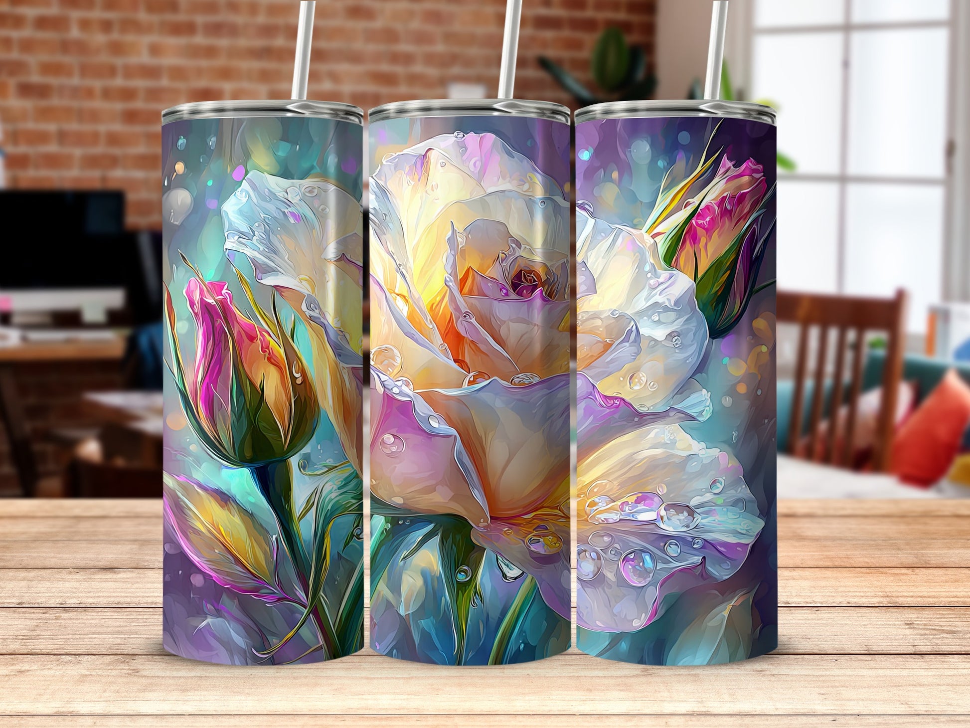 Beautiful Floral Design Insulated Drink Tumbler