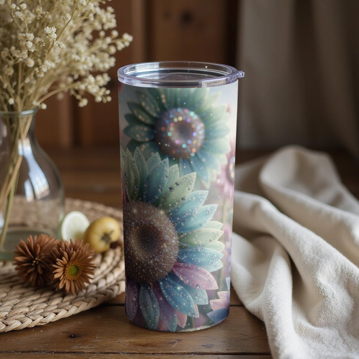 Floral Design Insulated Travel Tumbler with Lid