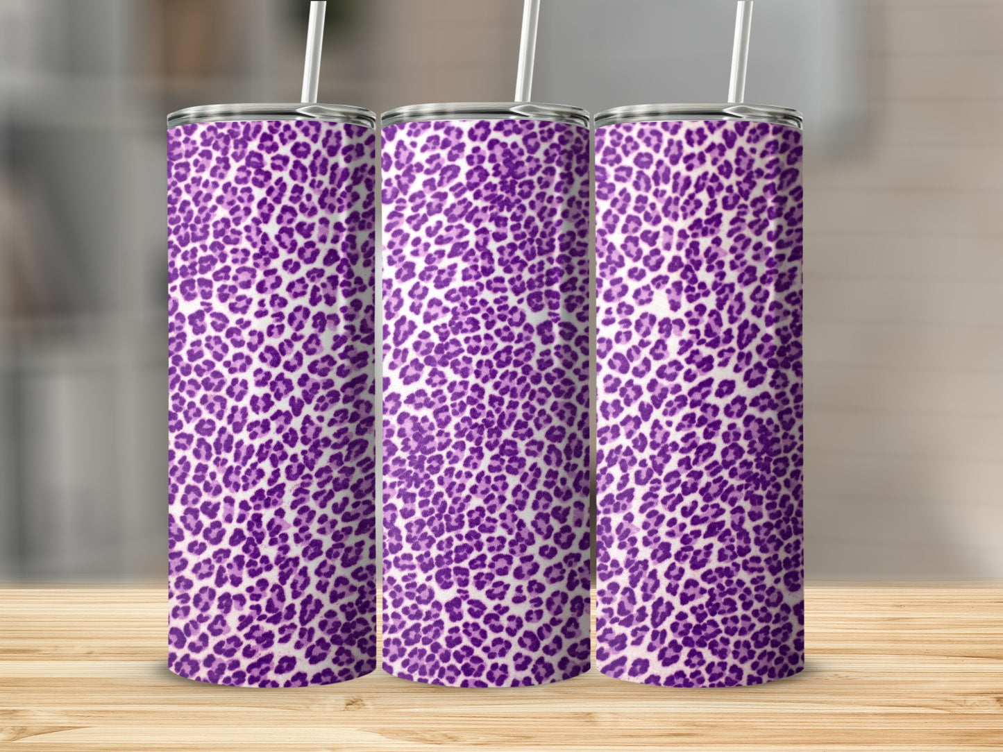 Purple Leopard Print Insulated Tumbler Cup
