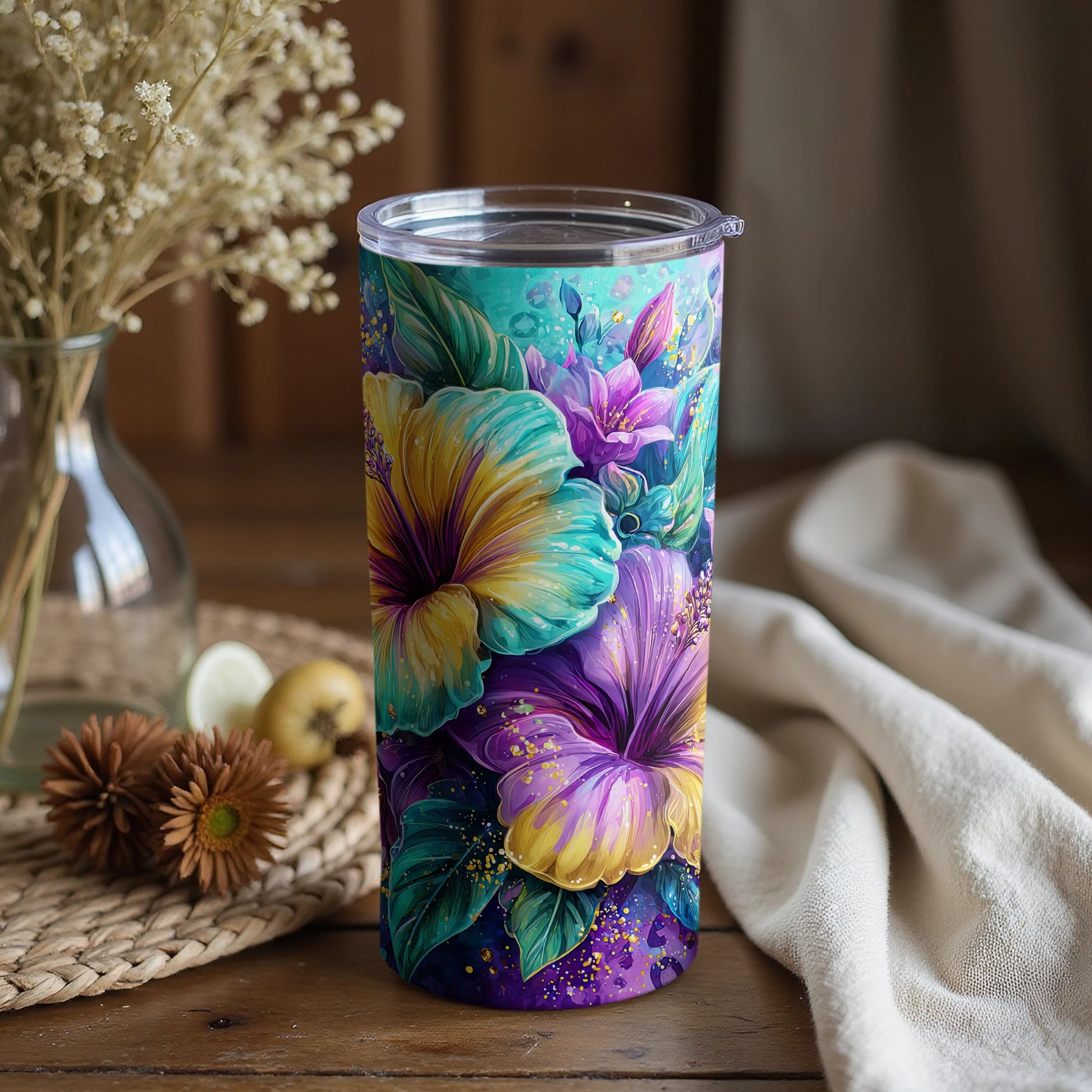 Floral Vivid Insulated Tumbler with Colorful Design