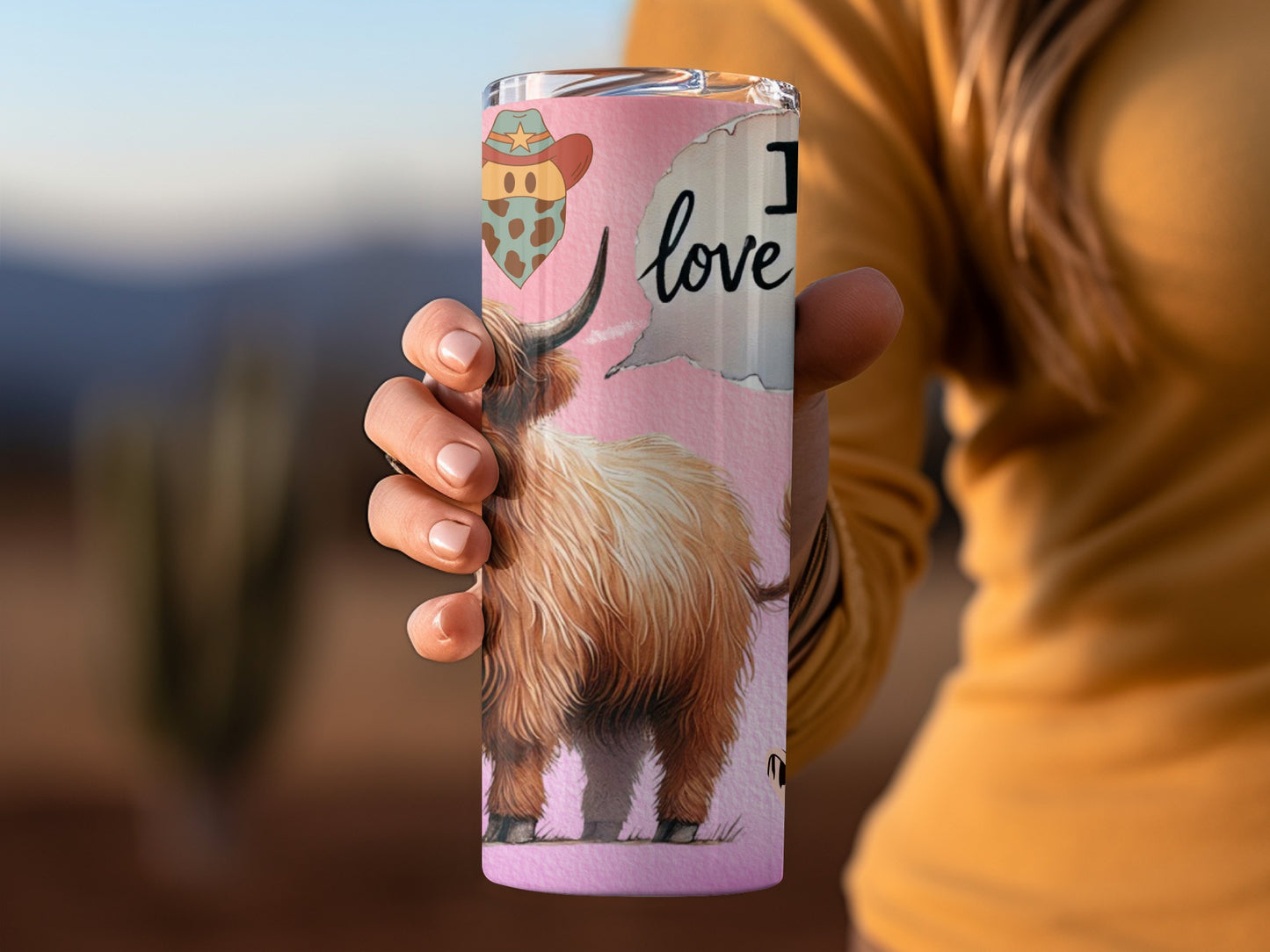Cute Cowgirl Highland Cow I Love You Travel Mug