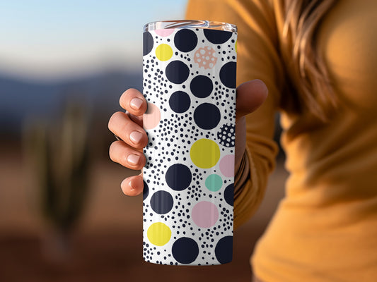 Polka Dot Patterned Insulated Tumbler for Hot and Cold Drinks