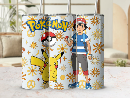 Pokemon Pikachu And Ash Design Tumbler Cup