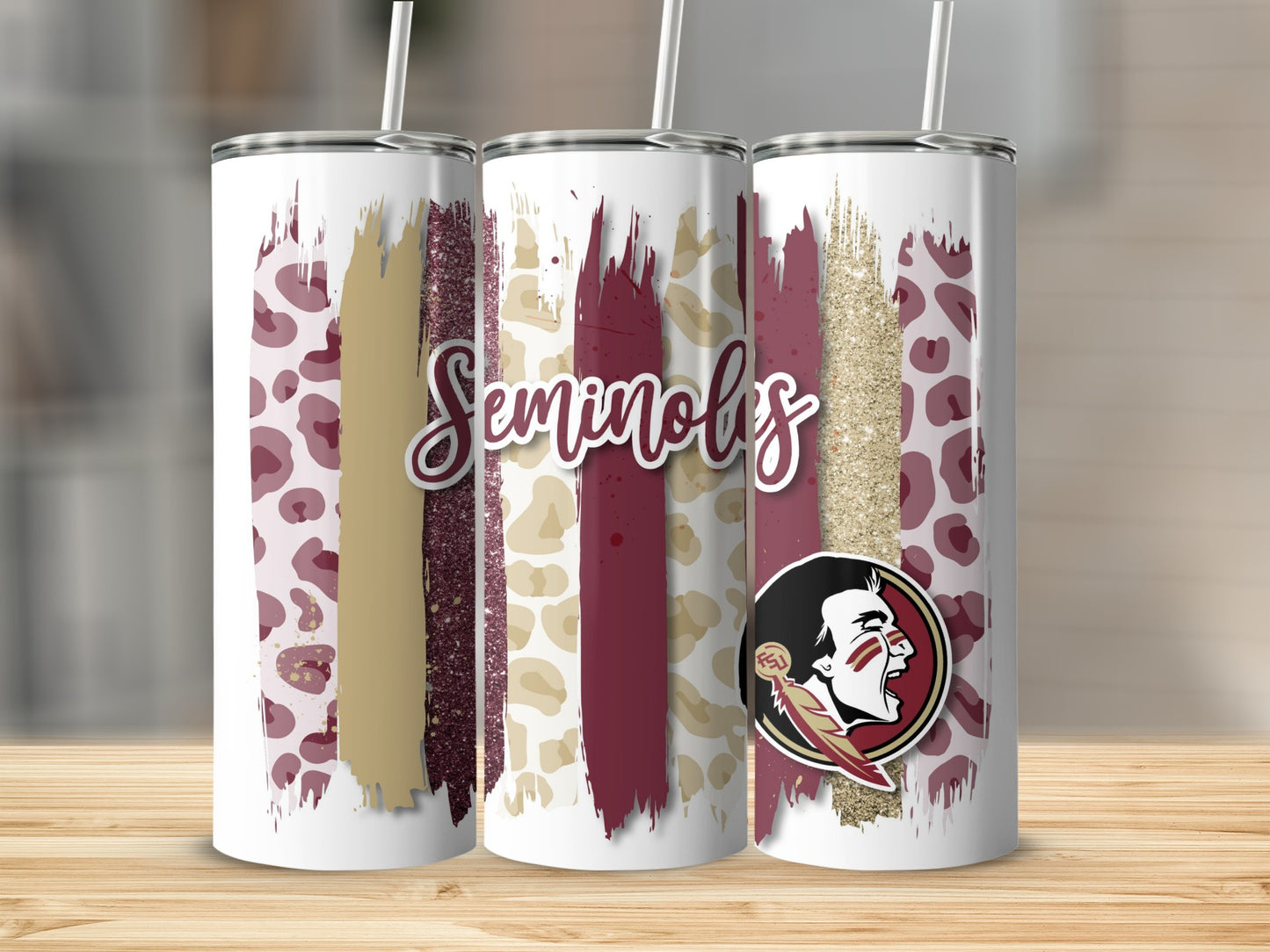 Seminoles On Brush Strokes Design for College Tumblers