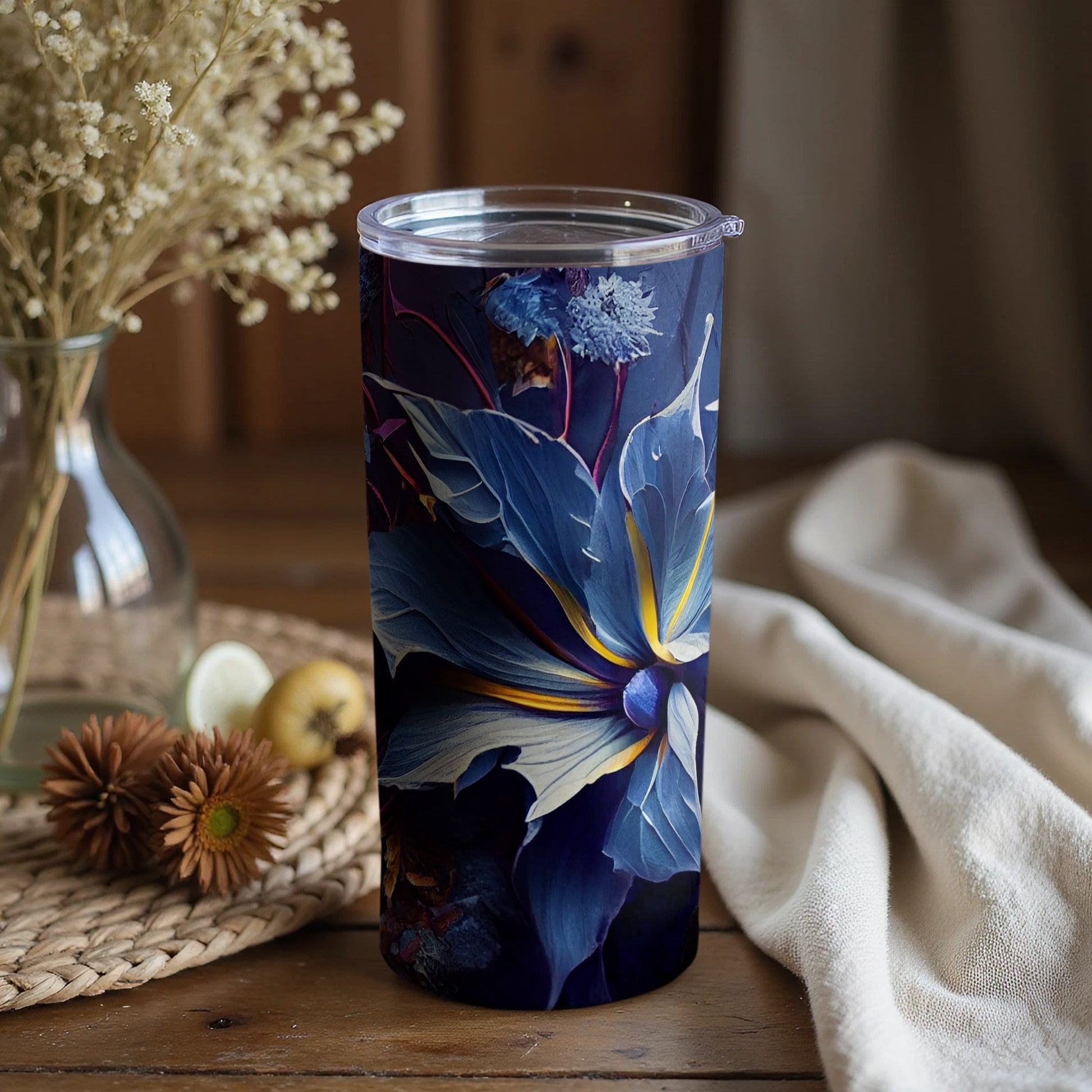 Elegant Floral Patterned Insulated Tumbler Cup