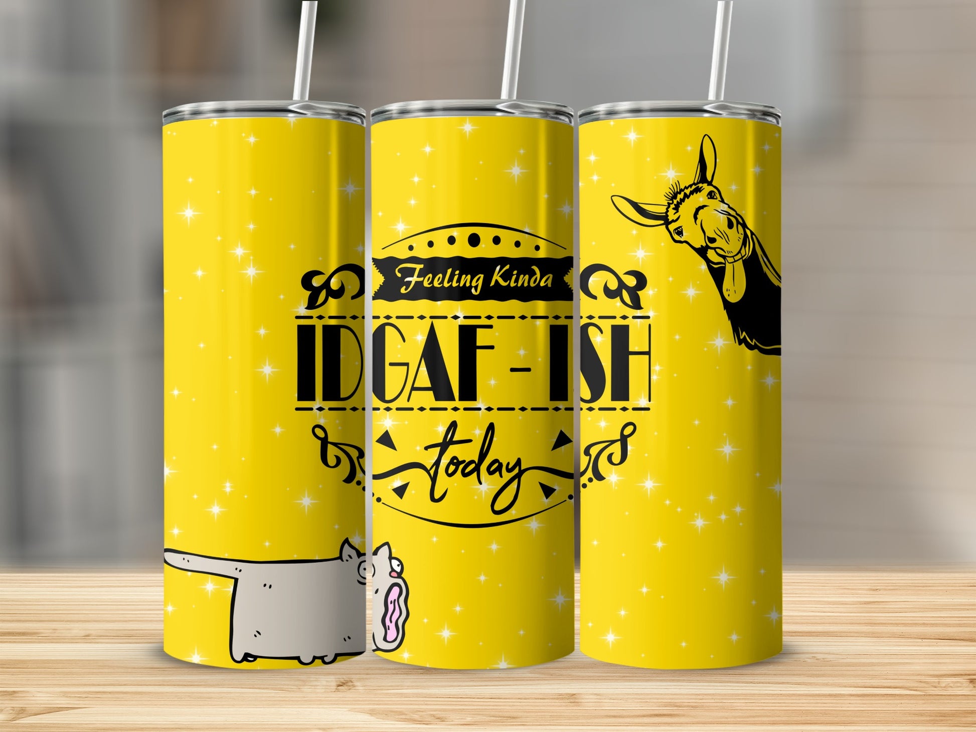 Feeling Kinda IDGAF-ish Today Yellow Tumbler