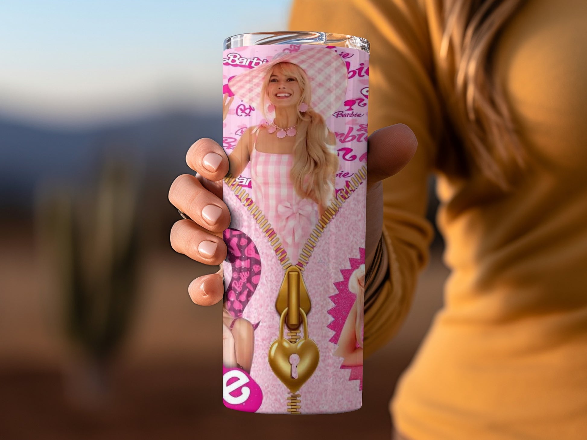 Barbie Pink Zipper Pattern Insulated Tumbler