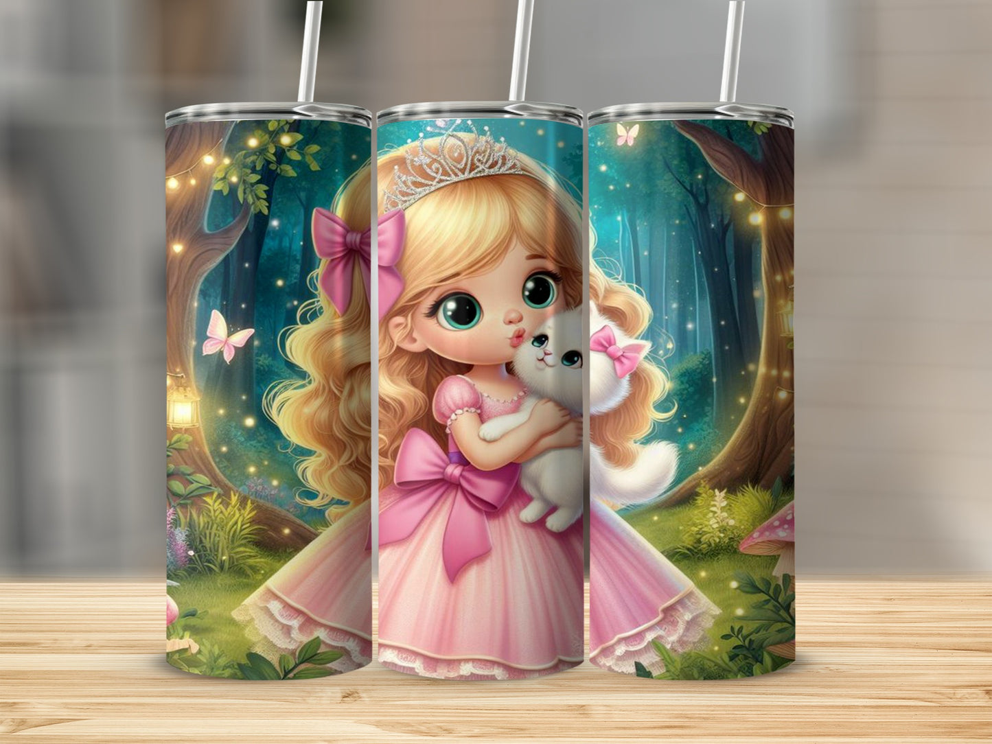 Cute Princess Fairy Tale Tumbler with Cat Design