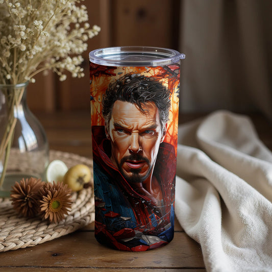 Vibrant Tumbler Featuring Powerful Character Artwork