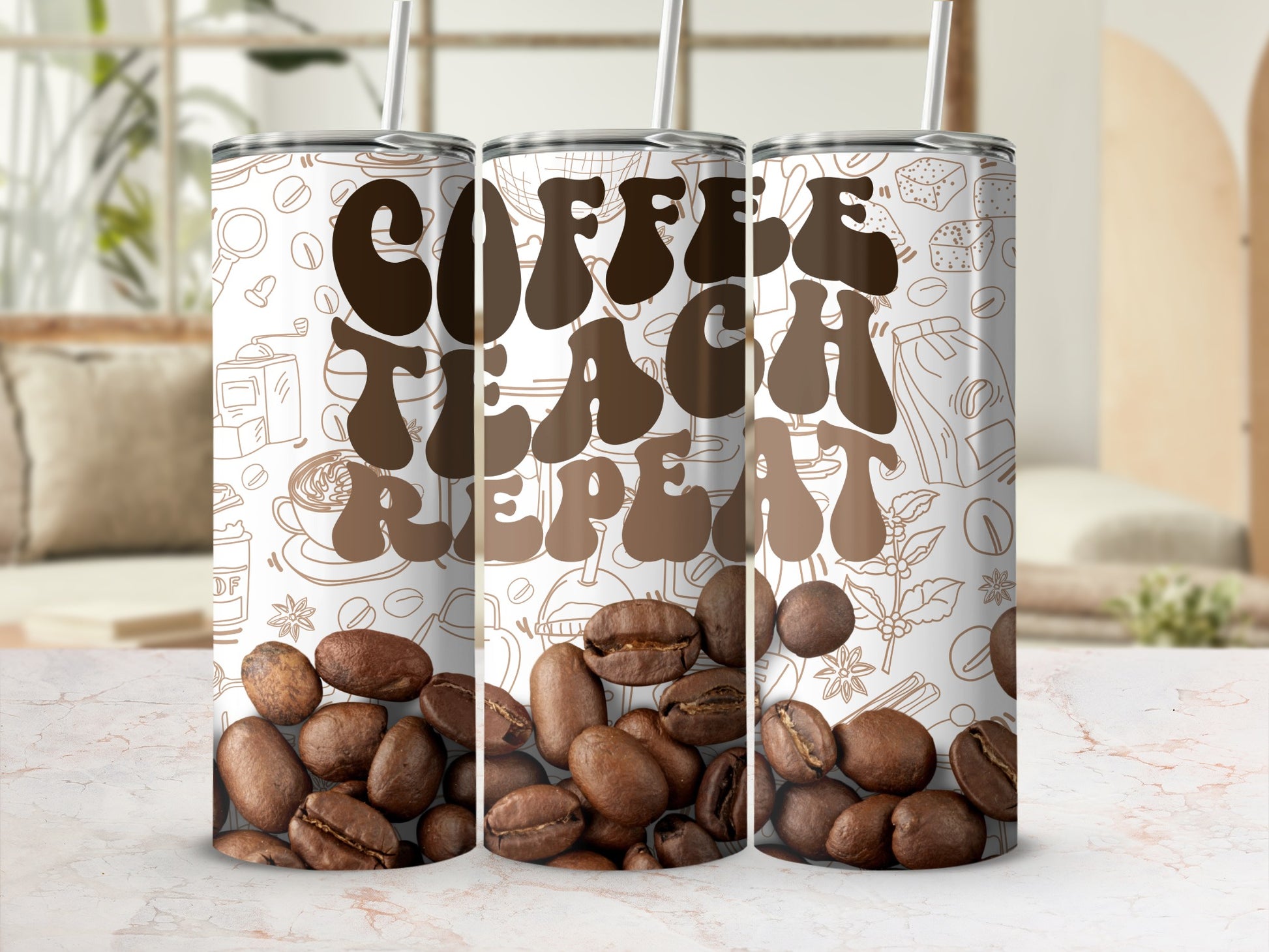 Coffee Teach Repeat Insulated Tumbler Cup 20oz