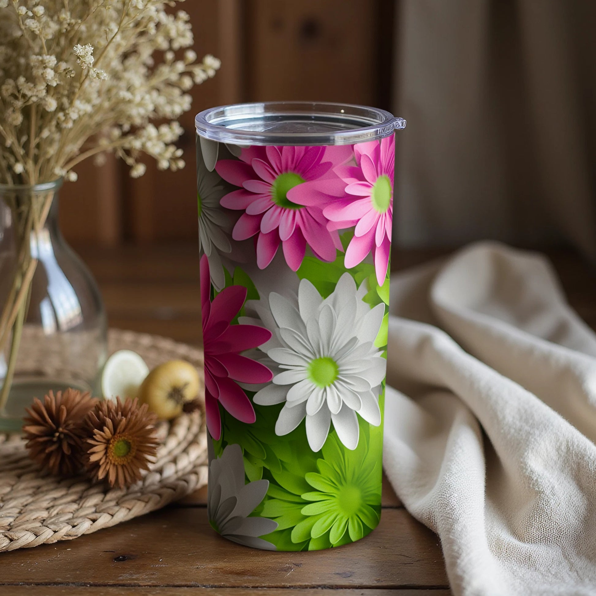 Colorful Floral Design Insulated Tumbler Drinkware