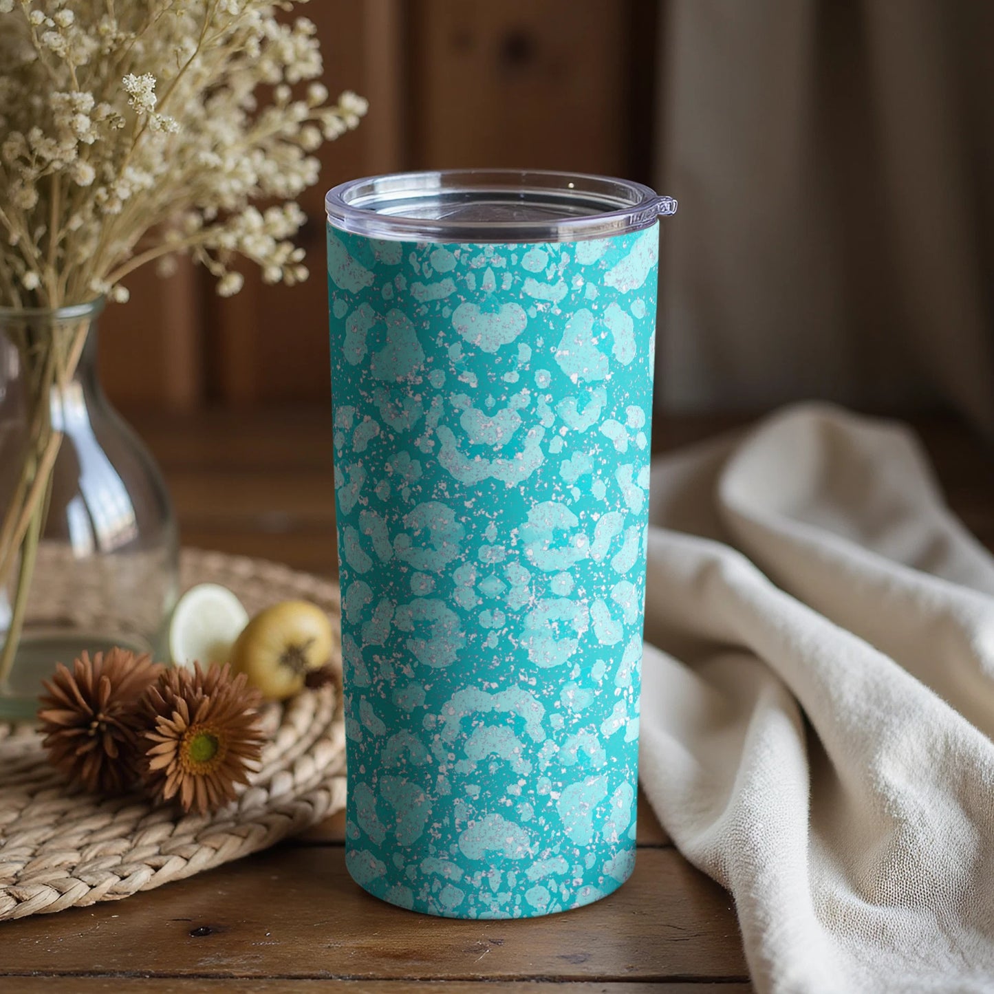 Turquoise and White Marbled Insulated Tumbler Product