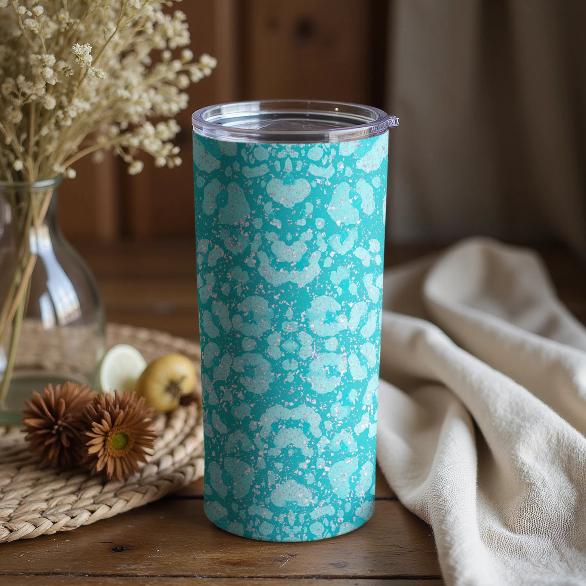 Turquoise and White Marbled Insulated Tumbler Product