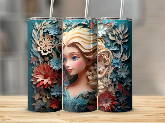 Floral Artwork Tumbler with Intricate Design