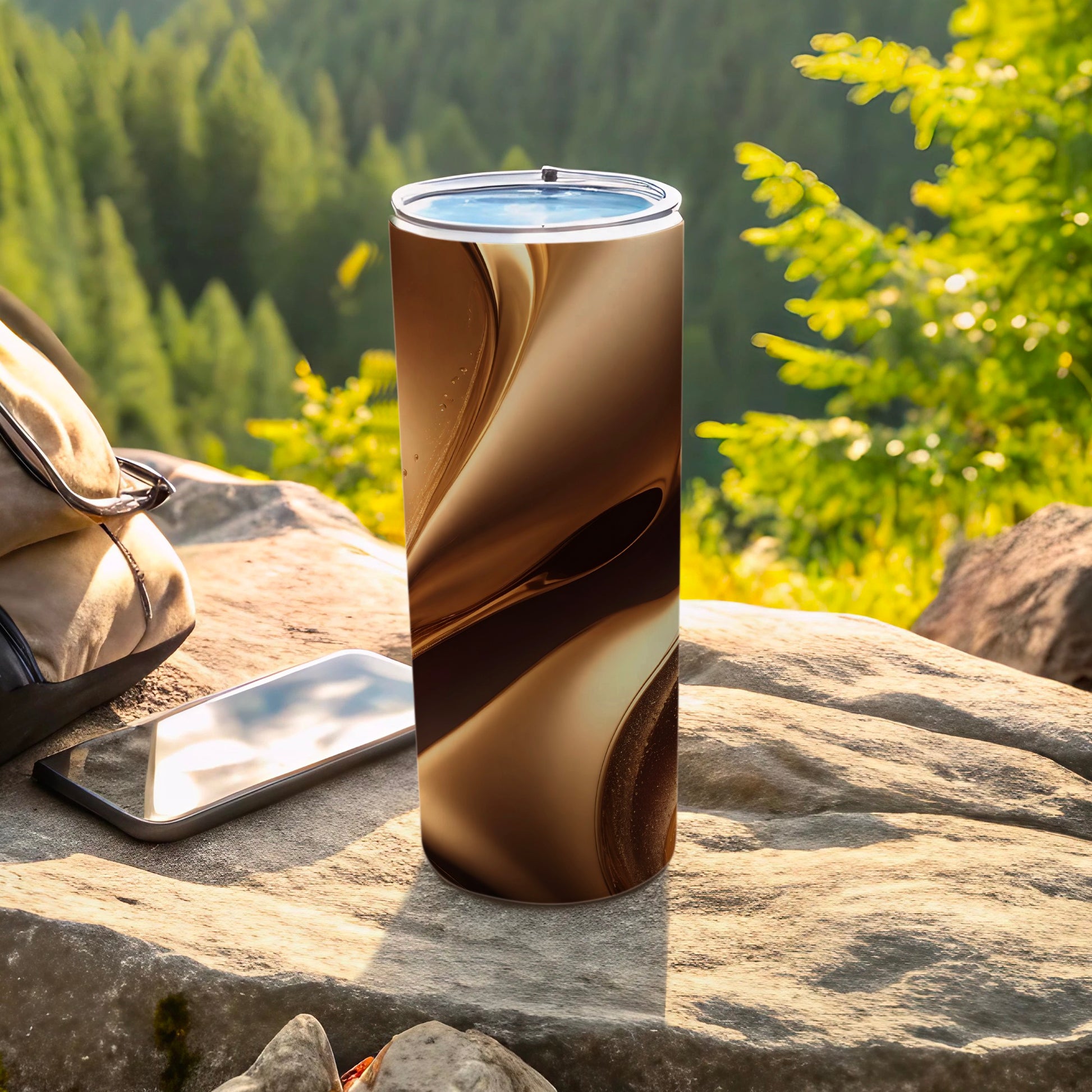 Golden Bronze Abstract Swirl Pattern Skinny Tumbler product type