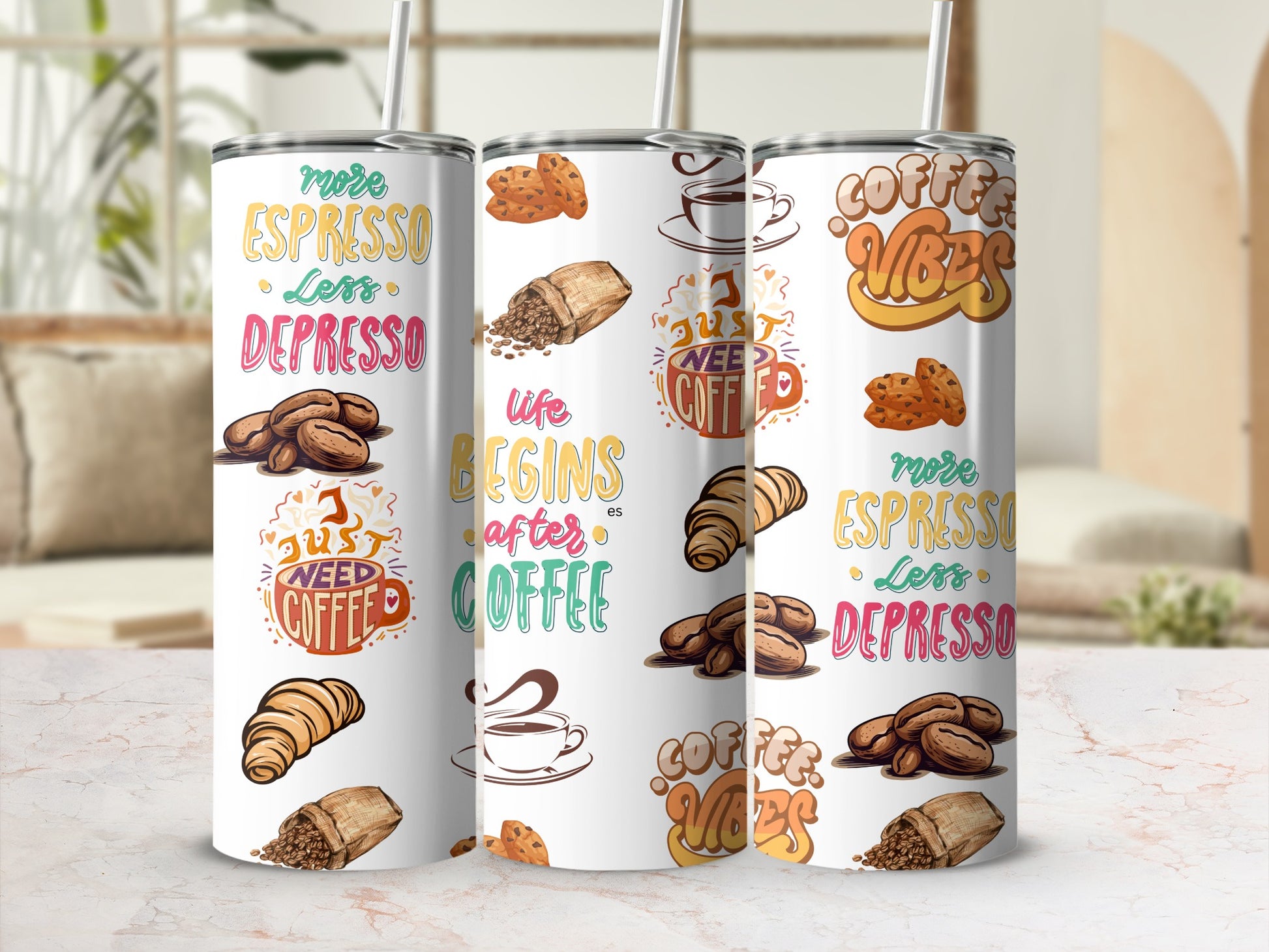 Coffee Lovers Themed Insulated Tumbler Drinkware