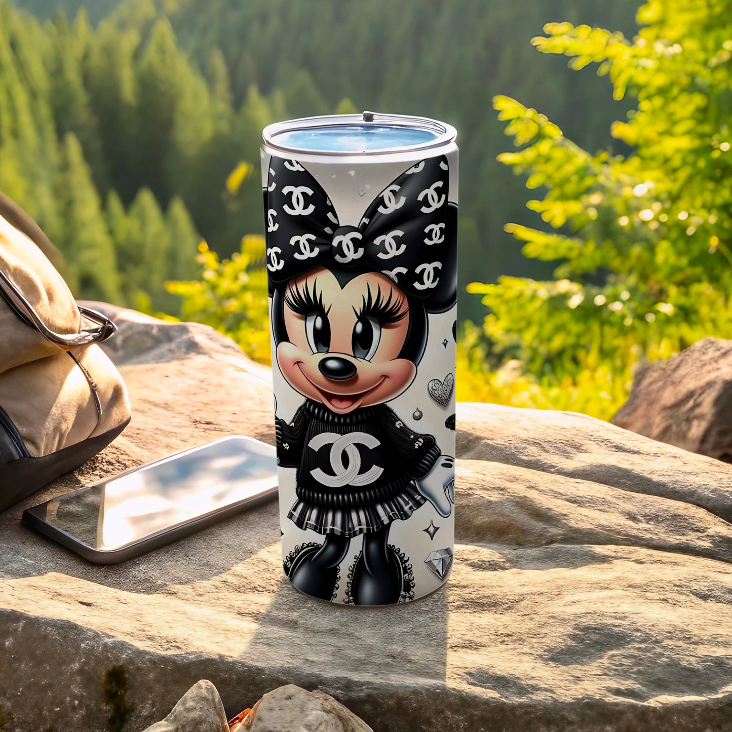 Cute Mickey-Inspired Black and White Tumbler Cup