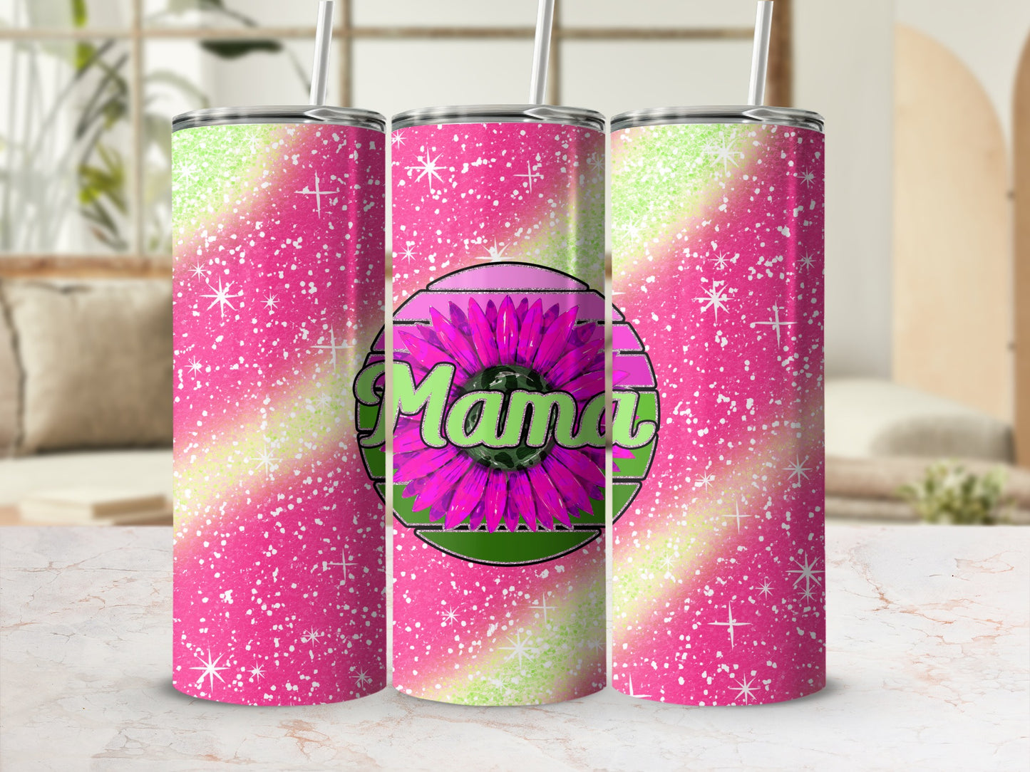 Sparkling Pink Mama Floral Design Tall Tumbler
