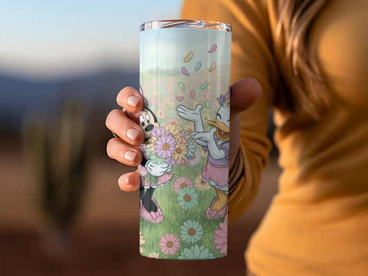 Cute Cartoon Characters with Flowers Tumbler Cup