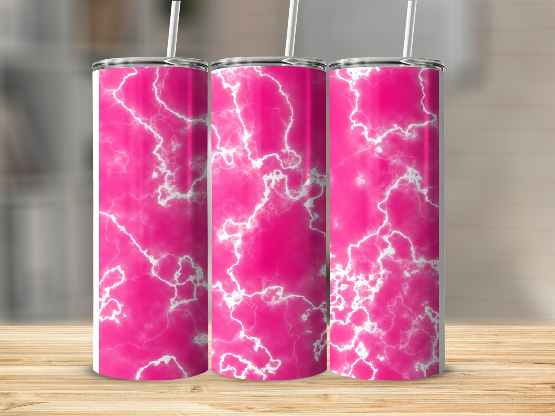 Hot Pink White Marble Pattern Skinny Tumbler product type