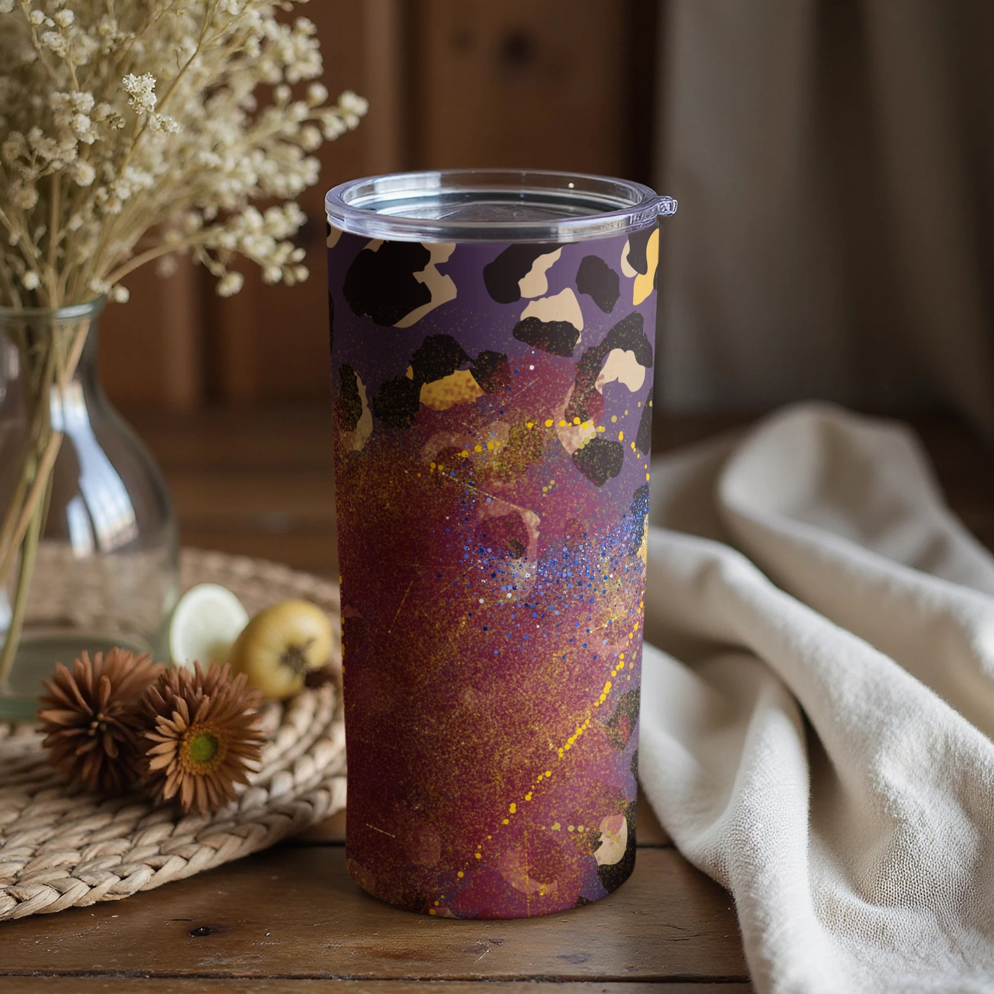 Abstract Leopard Print Insulated Tumbler Cup 20oz