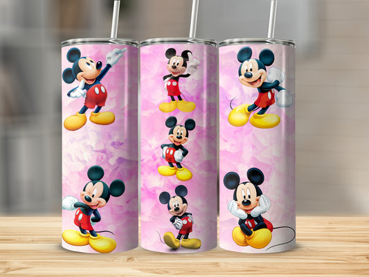 Cute Cartoon Character Tumbler with Pink Background Design