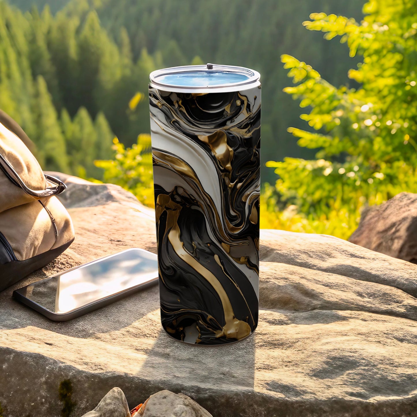 Black White Gold Abstract Swirl Pattern Tumbler product type
