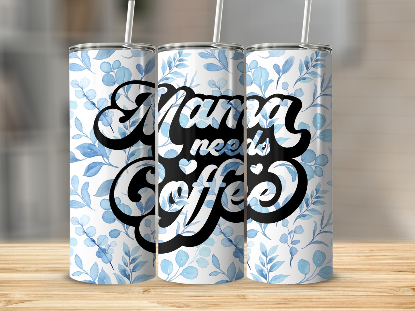 Mama Needs Coffee Floral Design Insulated Tumbler