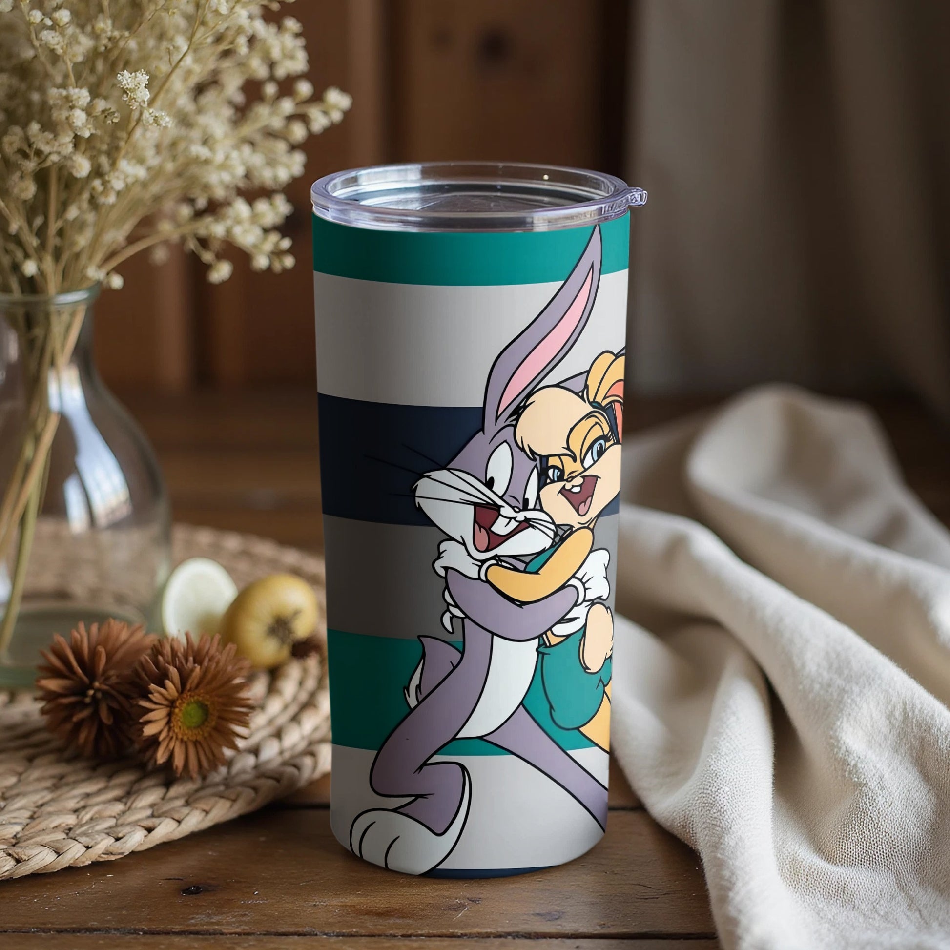 Cute Characters Hugging Tall Drink Tumbler