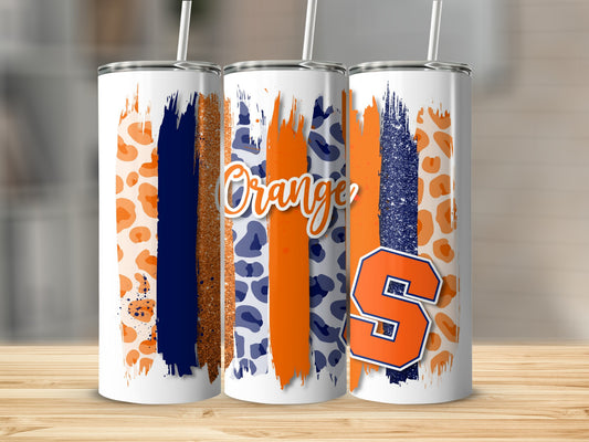 Orange Word Syracuse Stripes Leopard Print Tumblers