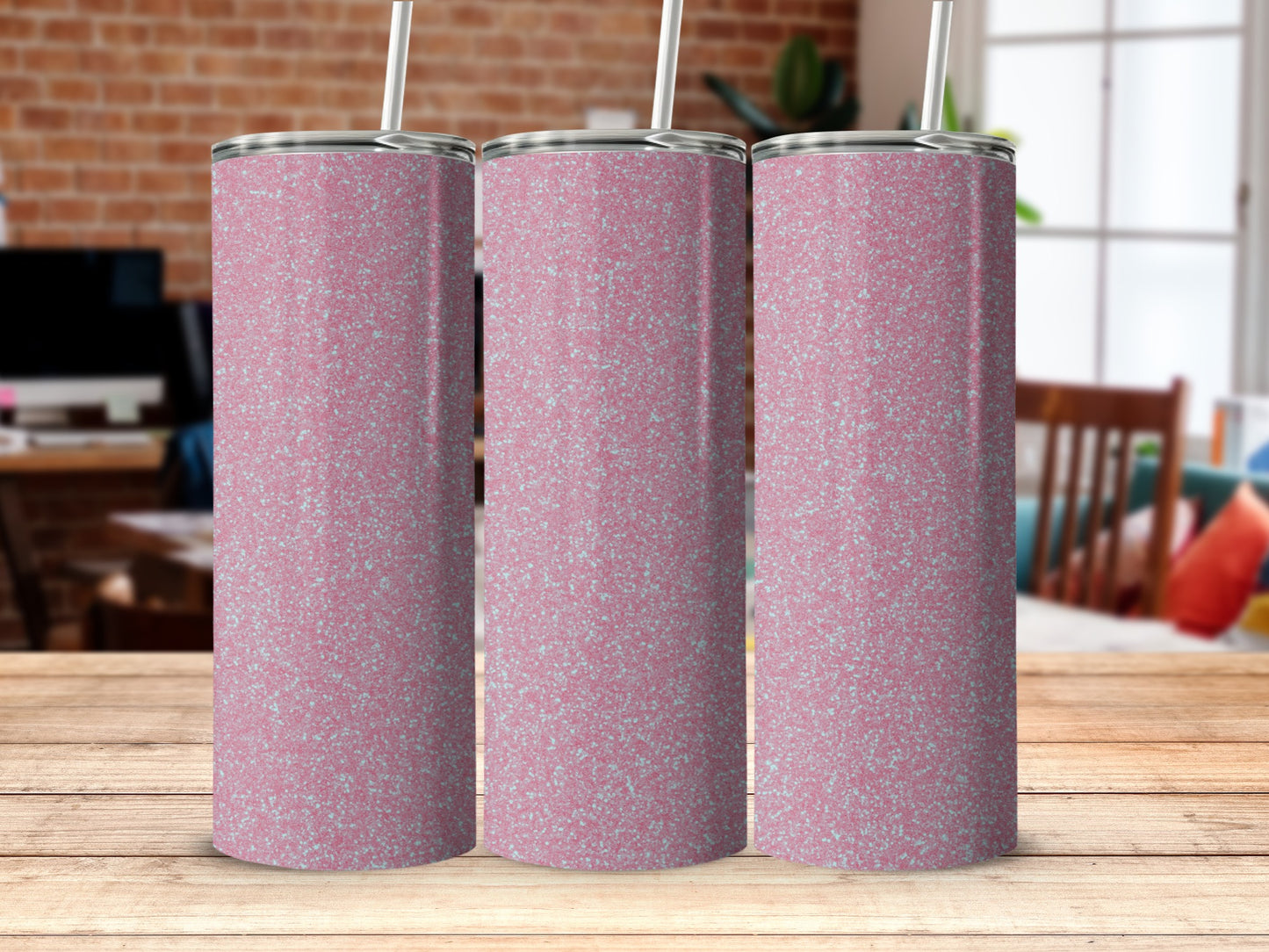 Sparkling Pink Glitter Tall Tumbler Set for Stylish Drinkware