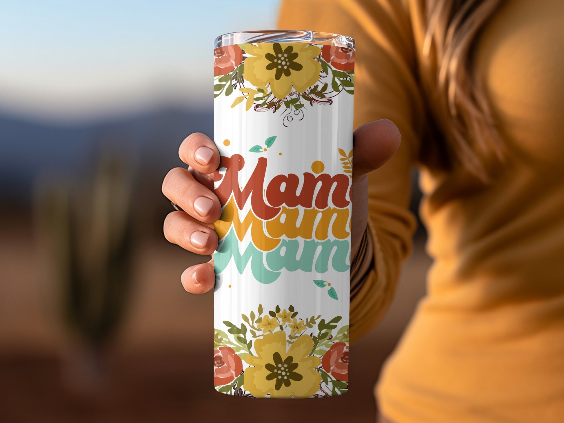 Colorful Floral Mam Mam Mam Pattern Tumbler