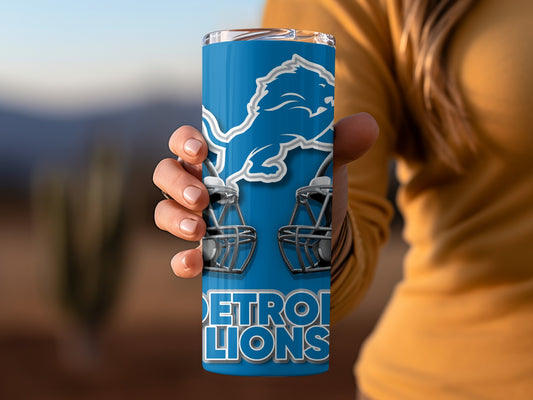 Detroit Lions Football Helmets Graphic Design Tumblers