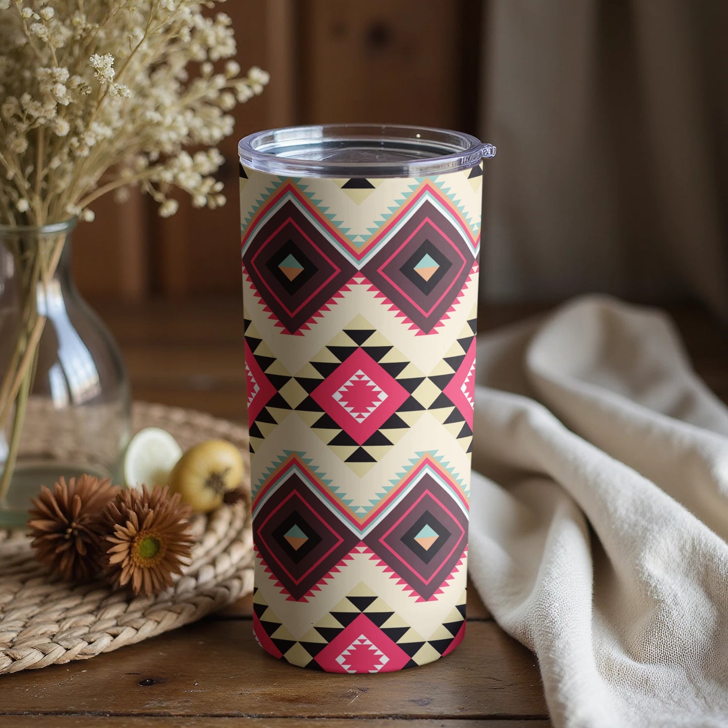 Geometric Tribal Design Insulated Tumbler Cup