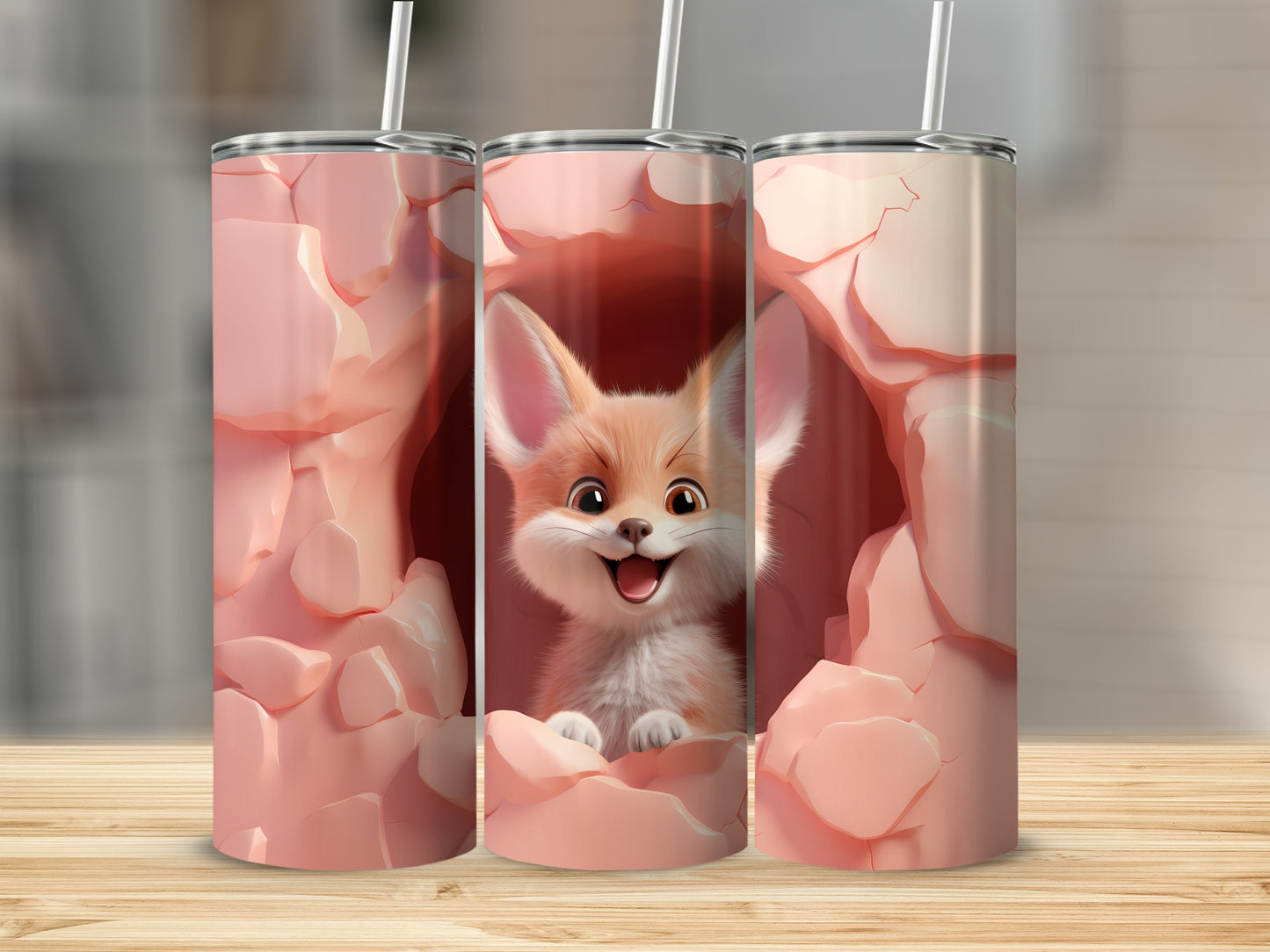 Cute Fox in Cave Design Tumbler for Beverage Lovers