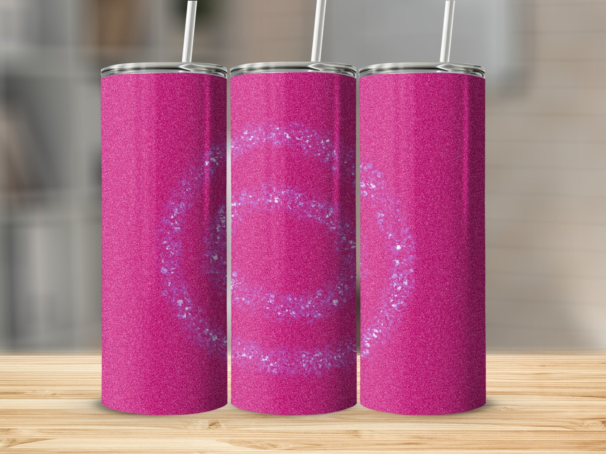 Sparkling Pink Glitter Tumbler With Straws Product