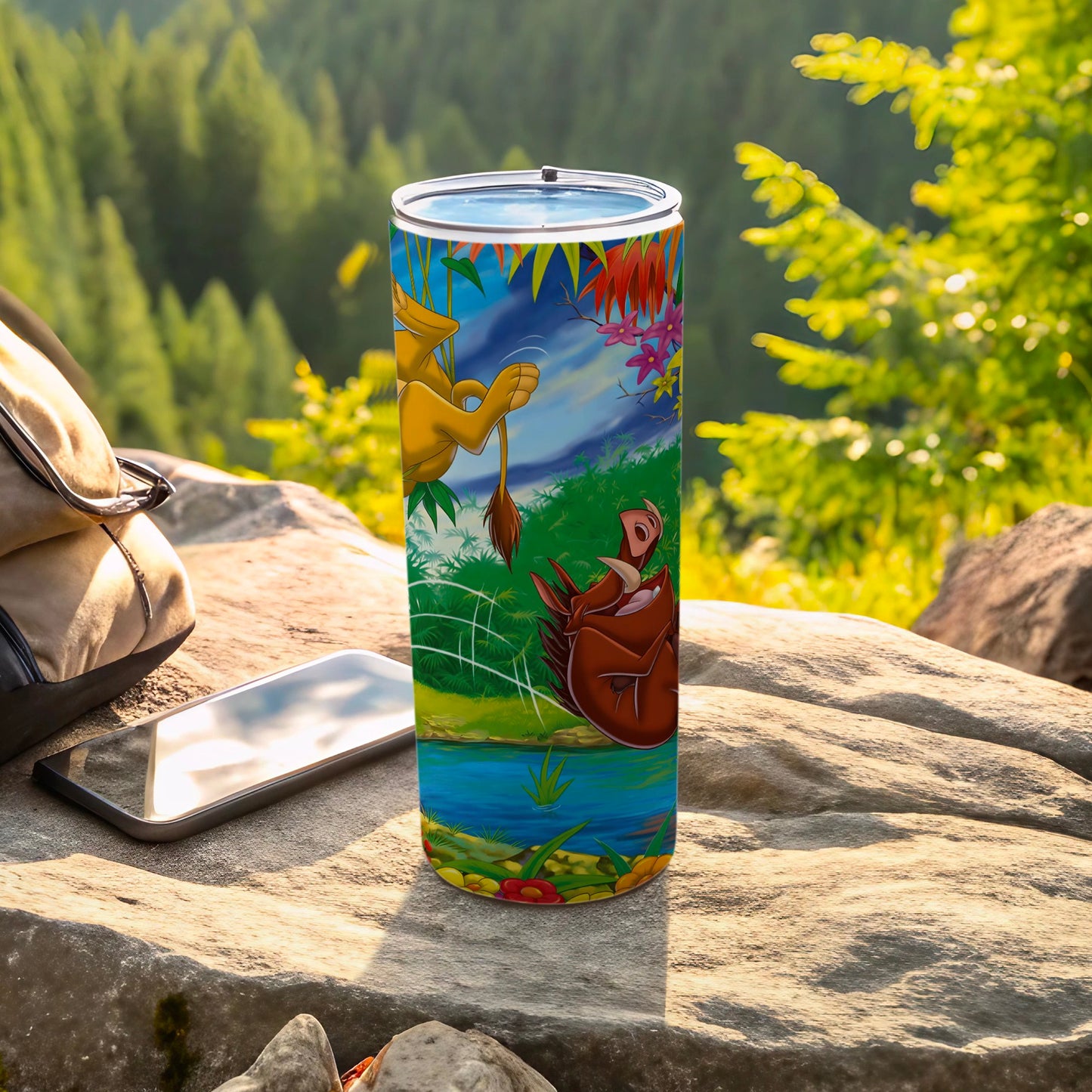 Colorful Outdoor Adventure Scene Insulated Tumbler