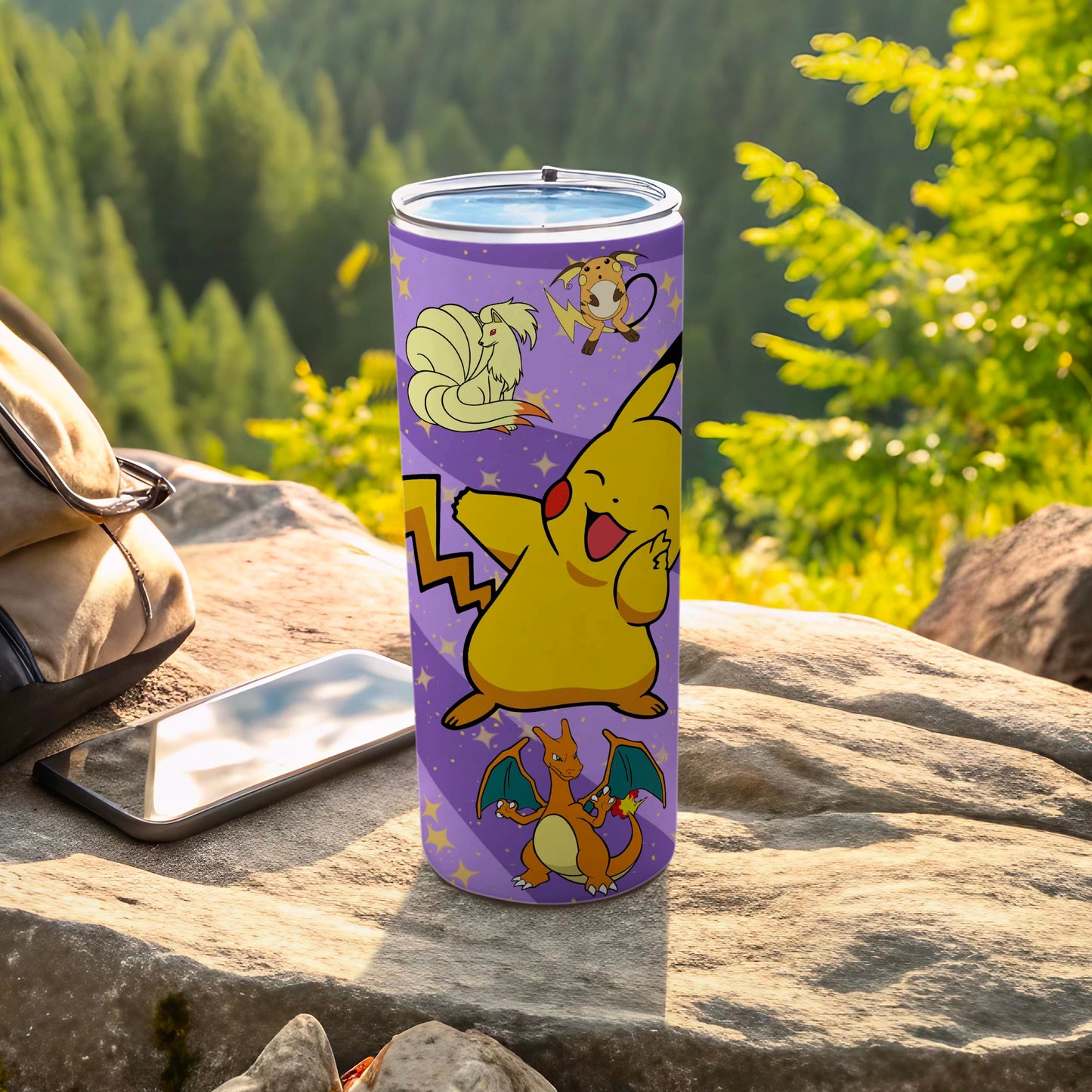 Pikachu and Friends Purple Tumbler for Outdoor Adventures